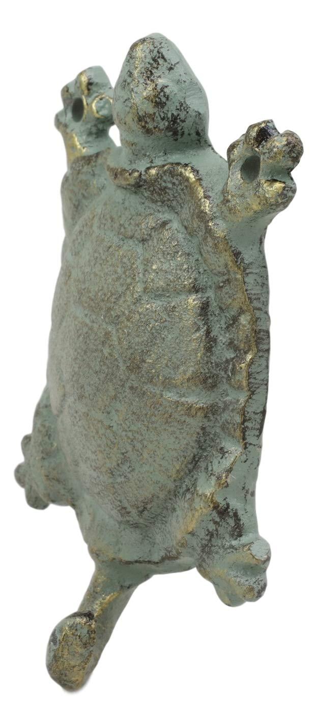 Ebros Gift 5.25" Tall Nautical Ocean Sea Turtle Cast Iron Rustic Vintage Green Verdigris Finish Wall Coat Hook Tortoise Turtles Coastal Beach Decorative Accent Hooks For Keys Leashes Hats (1)