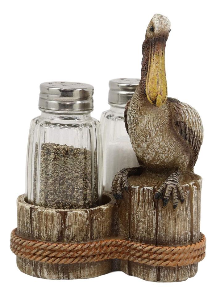 Ebros Gift 5.25" Tall Ocean Marine Beach Coastal Diving Brown Pelican Perching On Getty Posts Salt And Pepper Shakers Display Holder Statue Home Decor Birds Pelicans Nature As Kitchen Centerpiece