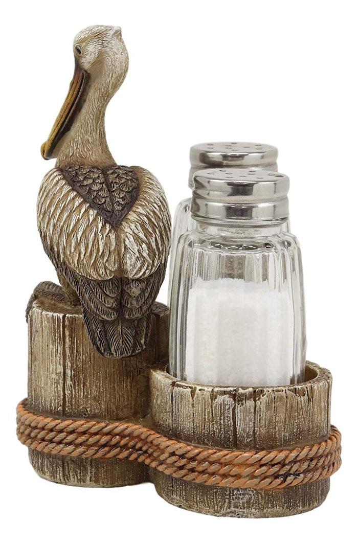 Ebros Gift 5.25" Tall Ocean Marine Beach Coastal Diving Brown Pelican Perching On Getty Posts Salt And Pepper Shakers Display Holder Statue Home Decor Birds Pelicans Nature As Kitchen Centerpiece
