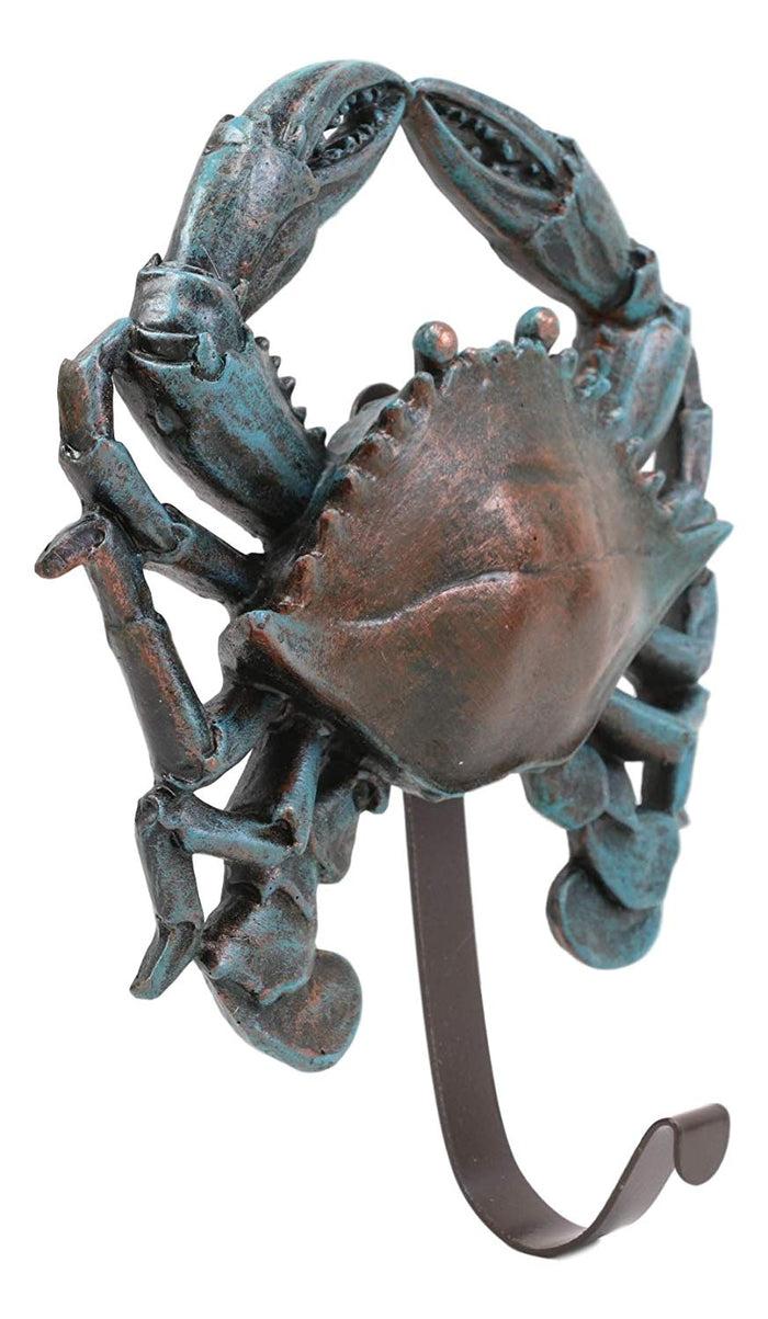 Ebros Gift 6.25" H Nautical Coastal Sea Shellfish Blue Crab Wall Hook Hanging Plaque For Keys Hats Leash Backpacks Of Crabs Beach Theme