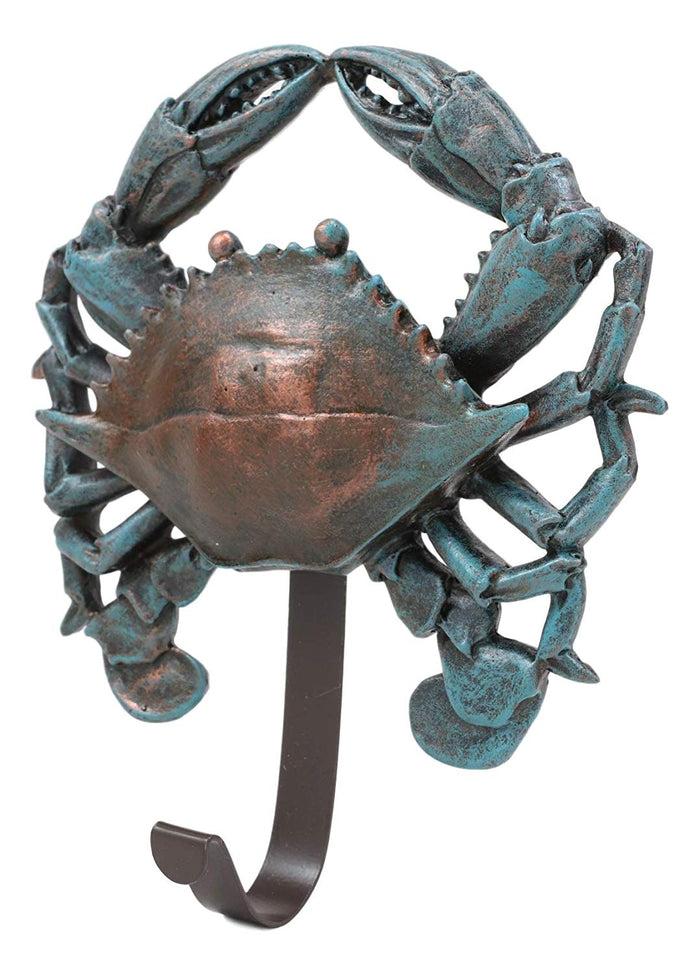 Ebros Gift 6.25" H Nautical Coastal Sea Shellfish Blue Crab Wall Hook Hanging Plaque For Keys Hats Leash Backpacks Of Crabs Beach Theme