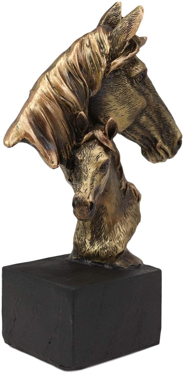 Ebros Gift 6" Tall Western Horse And Foal Head Bust Figurine With Black Pedestal