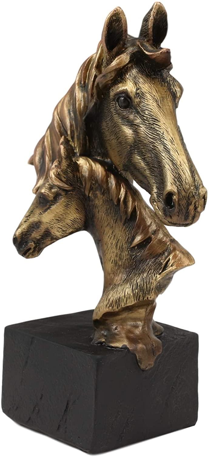 Ebros Gift 6" Tall Western Horse And Foal Head Bust Figurine With Black Pedestal