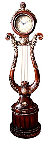 Ebros Gift 67"H Large Vintage Harp Shaped Timeless Grandfather Clock Furnishing Decor