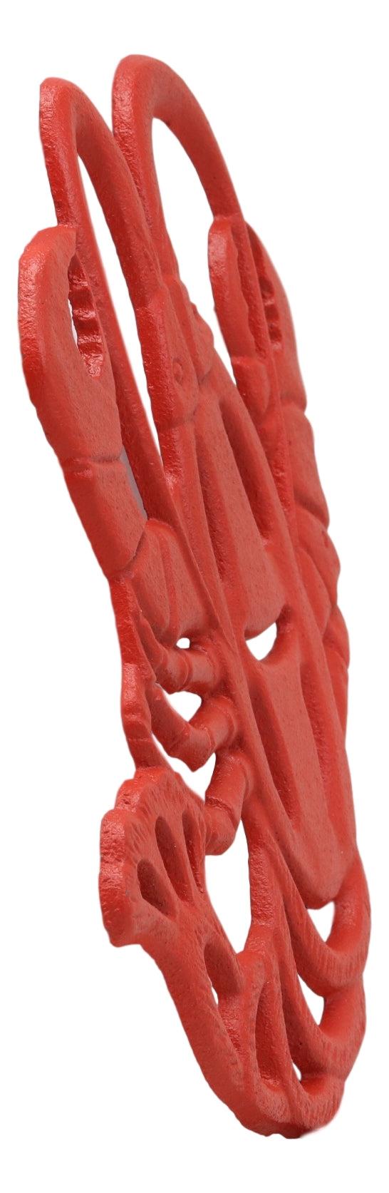 Ebros Gift 8.25" Wide Rustic Southwestern Cajun Creole Red Crawfish Lobster Design Cast Iron Metal Trivet Crayfish Southwest Vintage Decorative Accent For Wall Or Table Furniture