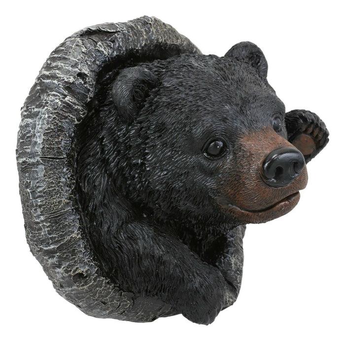 Ebros Gift 9" Tall Western 'Hello' Black Bear Waving Paw Tree Bark Or Wall Hanging Decor Plaque Southwest Rustic Country Bears Vintage Decorative Accent For Walls Or Trees
