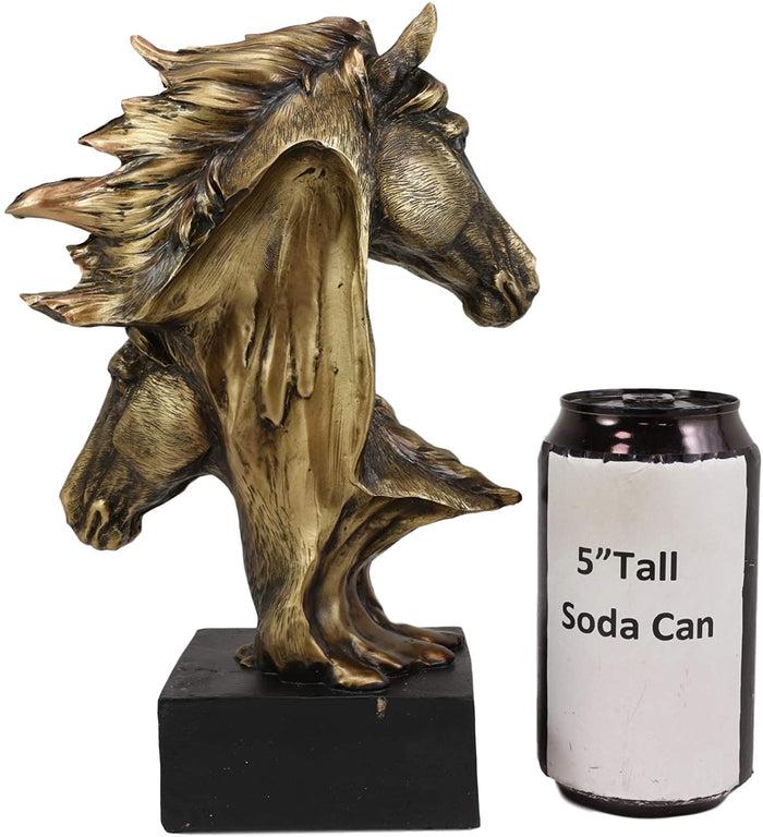 Ebros Gift 9" Tall Western Horse And Foal Head Bust Figurine With Black Pedestal