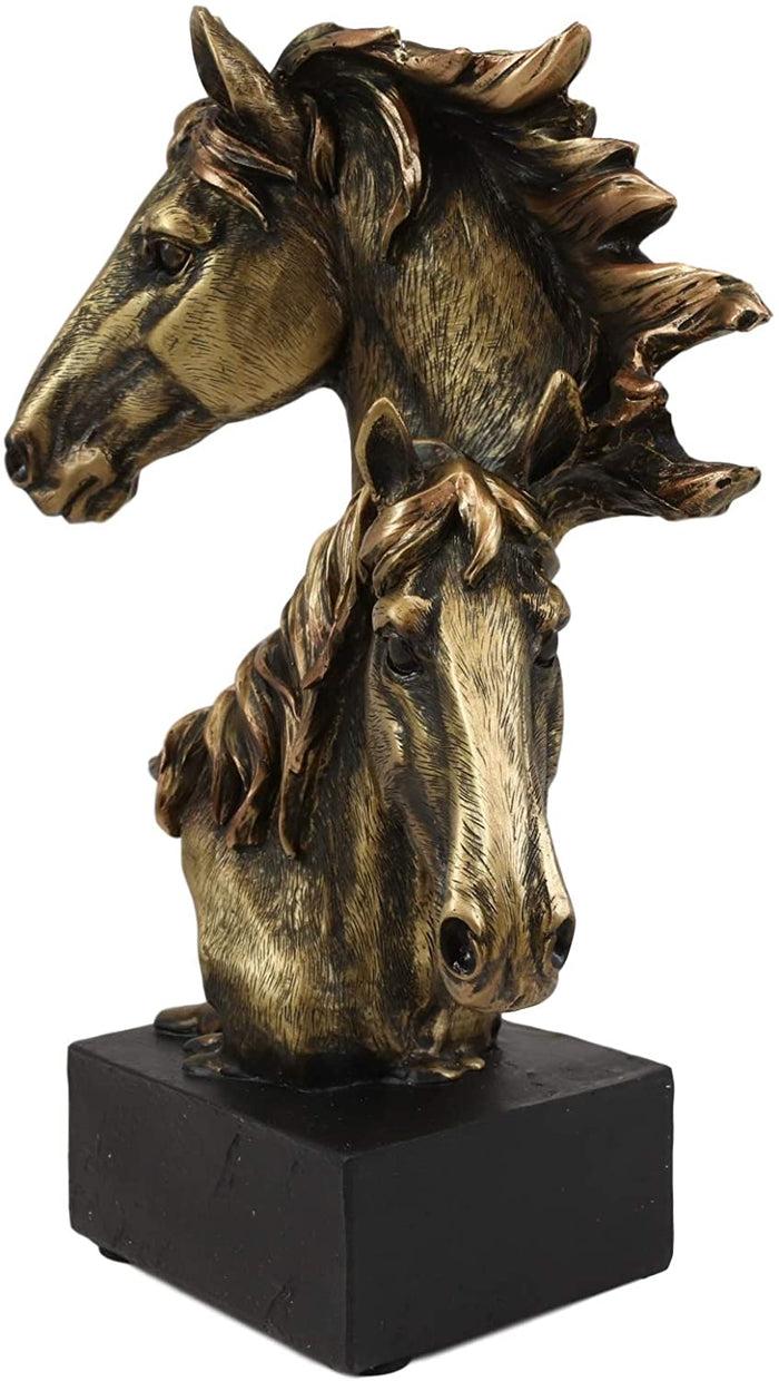 Ebros Gift 9" Tall Western Horse And Foal Head Bust Figurine With Black Pedestal