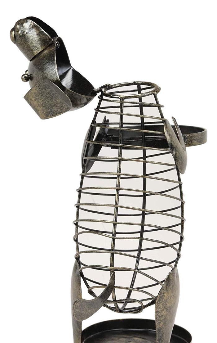 Ebros Gift Adorable Begging Pet Dog Decorative Cork And Wine Bottle Holder Sculpture Hand Made Steel Metal Animated Decor Figurine Home Kitchen Dining Wine Cellar Organizer Centerpiece