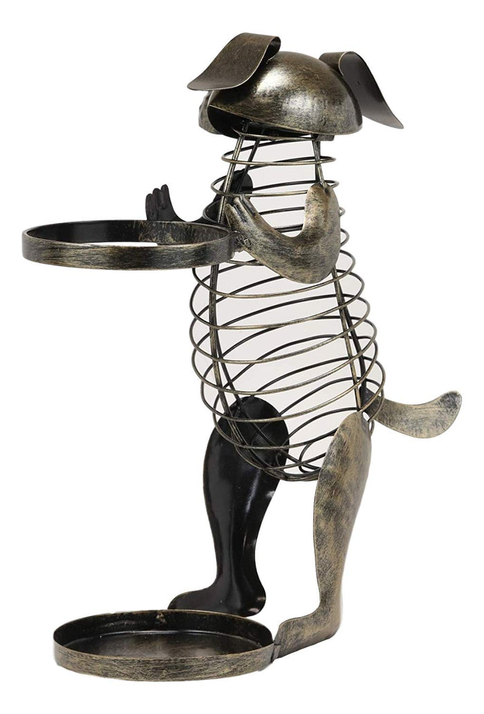 Ebros Gift Adorable Begging Pet Dog Decorative Cork And Wine Bottle Holder Sculpture Hand Made Steel Metal Animated Decor Figurine Home Kitchen Dining Wine Cellar Organizer Centerpiece