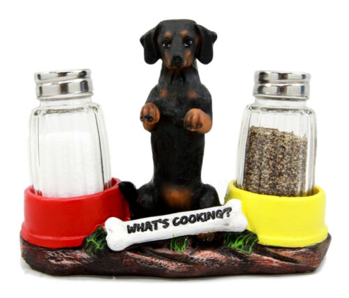 Ebros Gift Adorable Black & Tan Dachshund Dog Decorative Glass Salt Pepper Shakers Holder Figurine Sausage Wiener Dog Collectible Ebros Gift Adorable Black & Tan Dachshund Dog Decorative Glass Salt Pepper Shakers Holder Figurine Sausage Wiener Dog Collectible