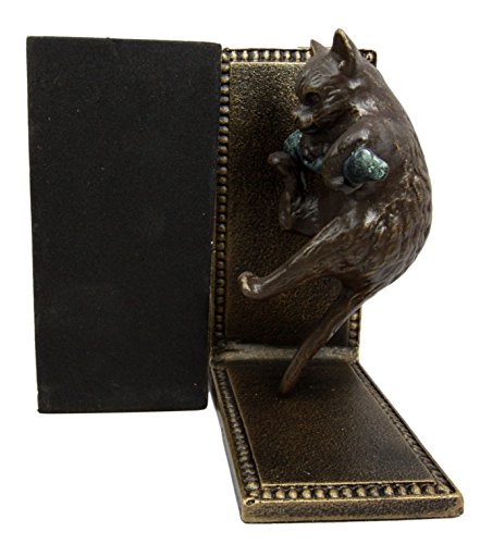 Ebros Gift Adorable Feline Cat Kittens Climbing Branch Aluminum Decorative Bookends Figurine Set Of 2