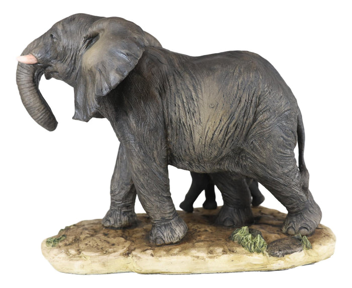 Ebros Gift African Savanna Majestic Elephant With Young Calf Figurine 8.5" L