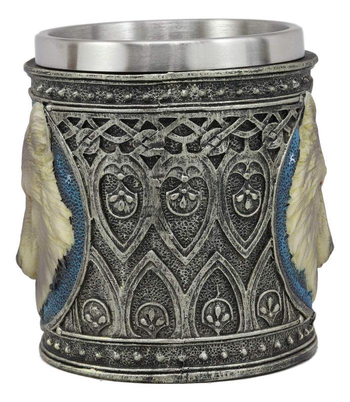 Ebros Gift Alpha Direwolf Wolf Celtic Tribal Magic Resin 16oz Drinking Mug With Stainless Steel Rim Figurine For Coffee Tea Cereal Drinks Halloween Kitchen Dining Decor Of Timber Wolves