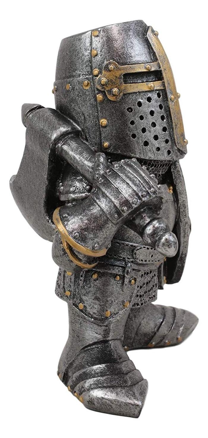 Ebros Gift Anime Chibi Renaissance Medieval Knight Of The Cross Templar Crusader Figurine 4.5" Tall Suit Of Armor Miniature European Knights Sculpture Decor (Bardiche Axeman)