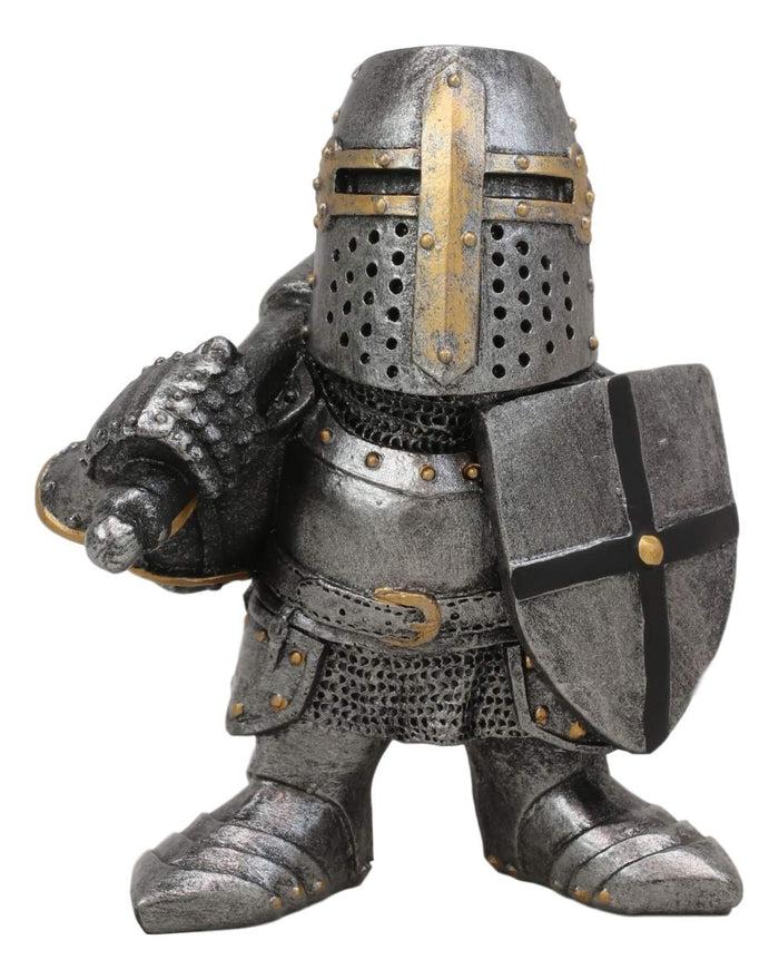Ebros Gift Anime Chibi Renaissance Medieval Knight Of The Cross Templar Crusader Figurine 4.5" Tall Suit Of Armor Miniature European Knights Sculpture Decor (Bardiche Axeman)