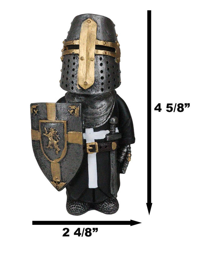 Ebros Gift Anime Chibi Renaissance Medieval Knight Of The Cross Templar Crusader Figurine 4.5" Tall Suit Of Armor Miniature European Knights Sculpture Decor (Swordsman Standing Guard)