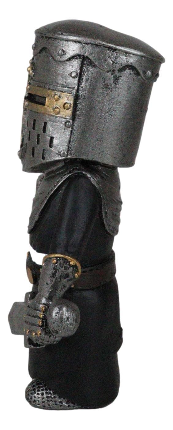 Ebros Gift Anime Chibi Renaissance Medieval Knight Of The Cross Templar Crusader Figurine 4.5" Tall Suit Of Armor Miniature European Knights Sculpture Decor (Swordsman With Lion Heraldry Shield)