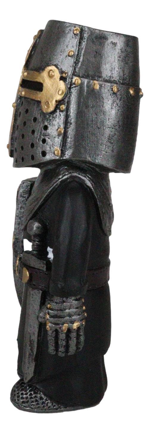 Ebros Gift Anime Chibi Renaissance Medieval Knight Of The Cross Templar Crusader Figurine 4.5" Tall Suit Of Armor Miniature European Knights Sculpture Decor (Swordsman Standing Guard)