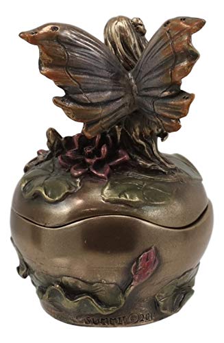 Ebros Gift Art Nouveau Water Lily Fairy Small Trinket Decorative Box 3" High Jewelry Keepsake