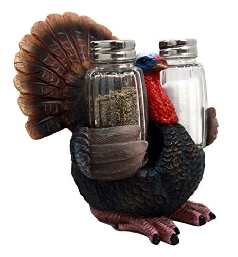Ebros Gift Autumn Season Thanksgiving Turkey Hen Salt Pepper Shakers Holder Figurine Set 6" H