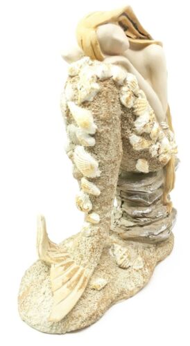 Ebros Gift Beautiful Ocean Atlantis Goddess Sitting Mermaid Adorned With Shells Figurine Collectible