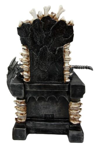 Ebros Gift Black Holy Death Grim Reaper Sitting On Skeleton Throne Figurine 10.5" Tall Time Waits For No Man Angel Of Death With Scythe As Ossuary Home Decor Eternal Death Gates Of Hades