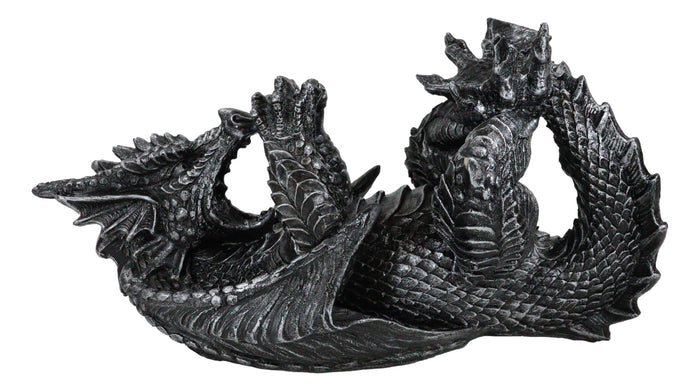 Ebros Gift Black Saurian Armored Dragon Decorative Wine Holder Rack Figurine 12" Long
