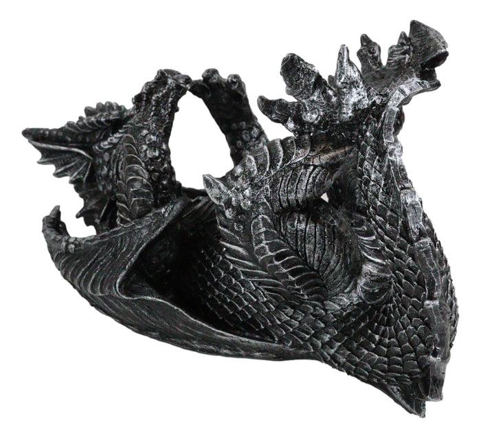Ebros Gift Black Saurian Armored Dragon Decorative Wine Holder Rack Figurine 12" Long