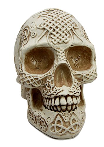 Ebros Gift Bone Cream Celtic Lion Tribal Knot Tattoo Coat Of Arms Skull Money Bank Figurine