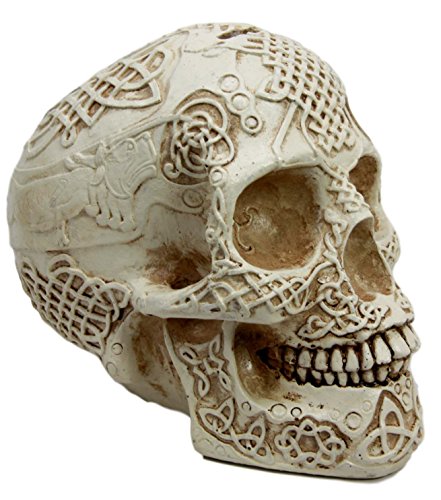Ebros Gift Bone Cream Celtic Lion Tribal Knot Tattoo Coat Of Arms Skull Money Bank Figurine