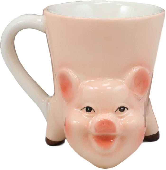 Ebros Gift Bottoms Up Acrobatic Farm Pig Coffee Mug Drink Cup 11oz Home Decor