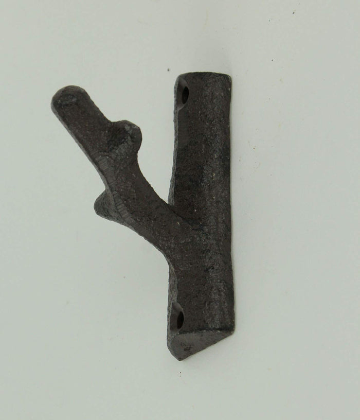 Ebros Gift Brown Cast Iron Rustic Tree Branch Wall Hook Set Of 6 Small