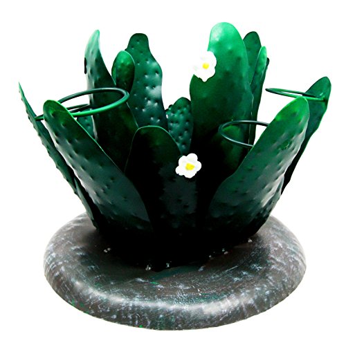Ebros Gift Cactus Whisky Liquor Hand Made Metal Bottle And Shot Glass Holder Figurine 8.25"H