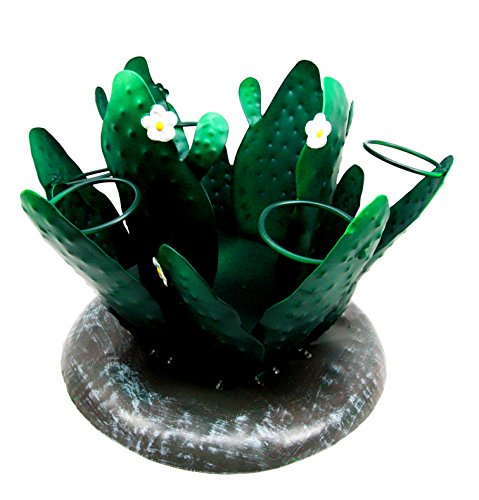 Ebros Gift Cactus Whisky Liquor Hand Made Metal Bottle And Shot Glass Holder Figurine 8.25"H