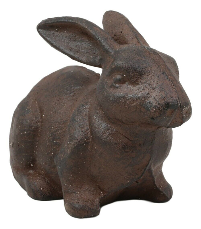 Ebros Gift Cast Iron Whimsical Happy Bunny Rabbit Abstract Taxidermy 3D Art Statue 7.25" Long For Home Garden Outdoors And Indoors Decorative Accent Or As Door Stop