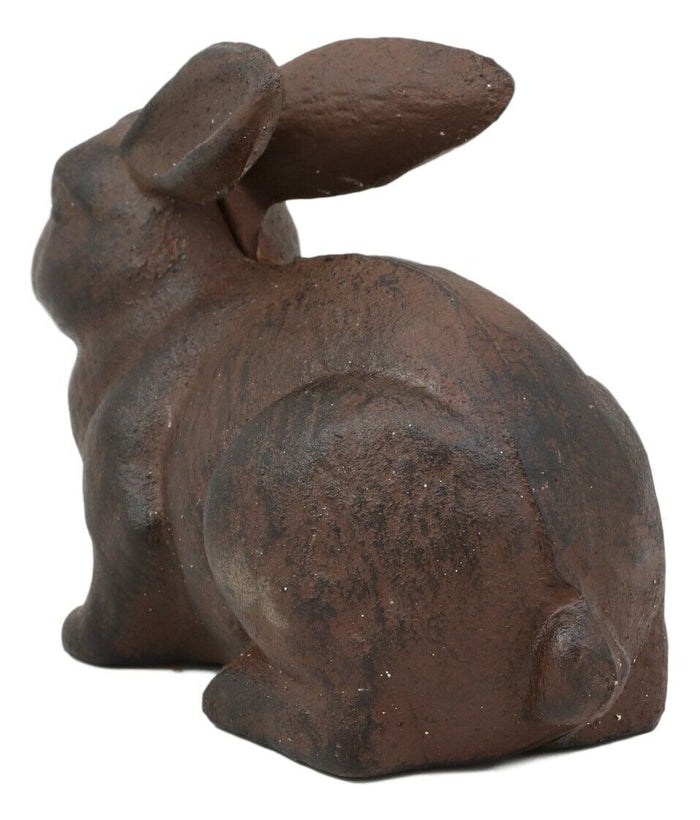 Ebros Gift Cast Iron Whimsical Happy Bunny Rabbit Abstract Taxidermy 3D Art Statue 7.25" Long For Home Garden Outdoors And Indoors Decorative Accent Or As Door Stop