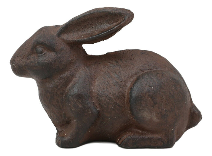 Ebros Gift Cast Iron Whimsical Happy Bunny Rabbit Abstract Taxidermy 3D Art Statue 7.25" Long For Home Garden Outdoors And Indoors Decorative Accent Or As Door Stop