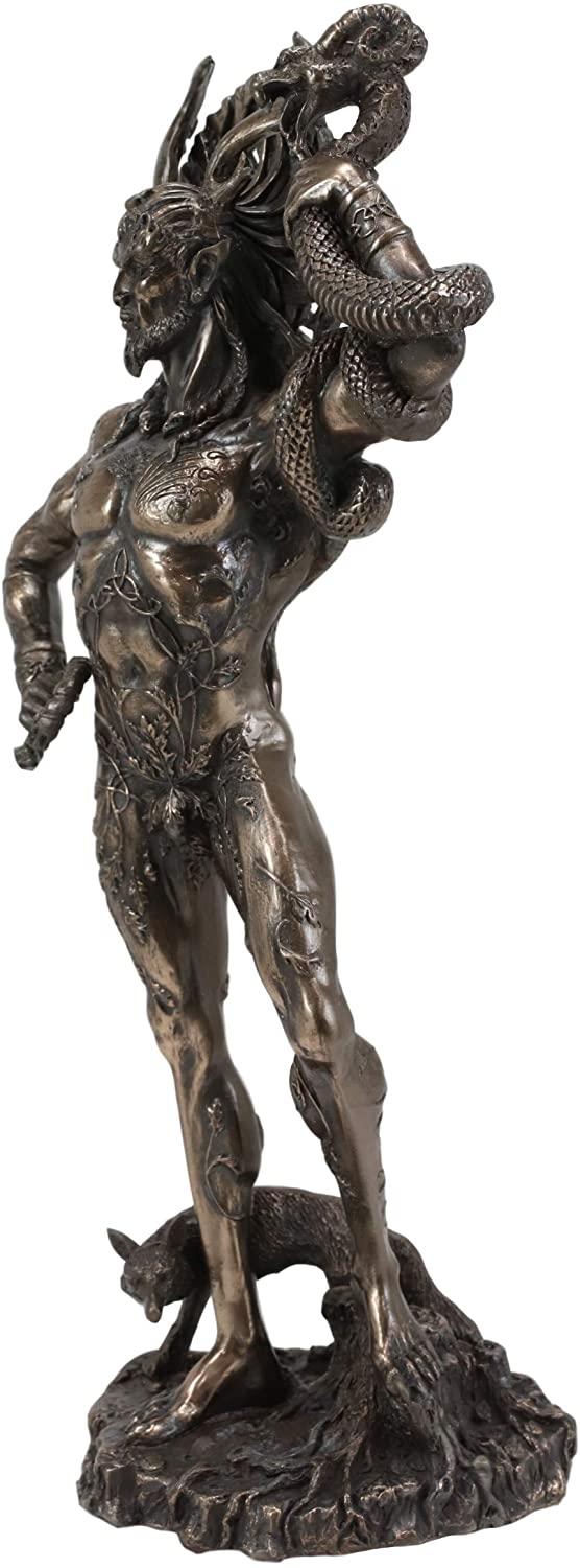 Ebros Gift Celtic God CernunnosHolding Torc And Snake Resin Figurine 10.25"H