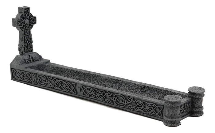 Ebros Gift Celtic Memorial Rest In Peace Tomb Trinity Ringed High Cross Incense Holder Burner Figurine 10.25" Long Medieval Renaissance Knotwork Tattoo Decor Sculpture