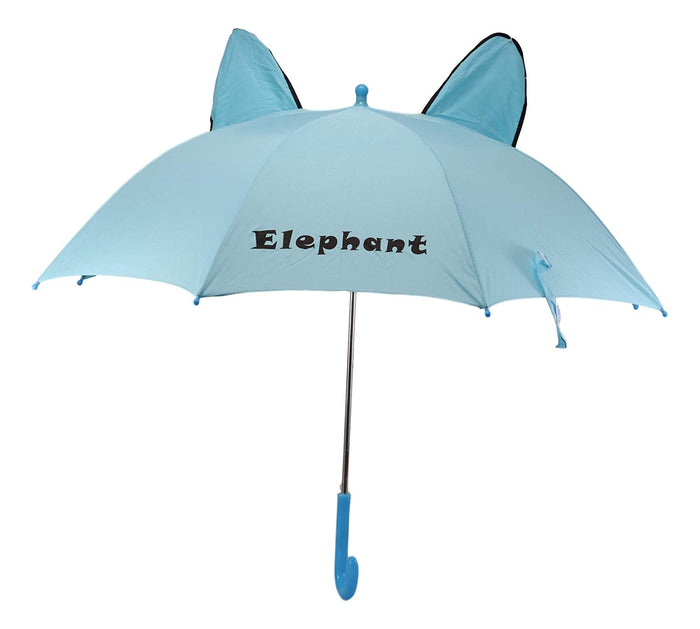 Ebros Gift Children Kids Animated Colorful Pop Up Umbrella 33" Diameter Animal Themed Umbrellas With 3D Ears Or Eyes Fun Child Friendly Playing In The Rain (Blue Safari Baby Elephant)