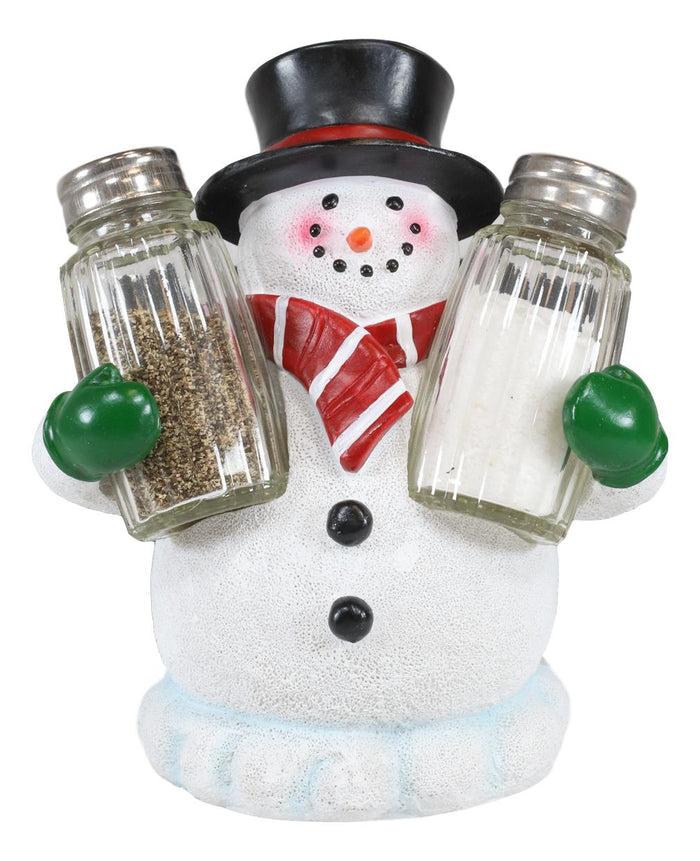 Ebros Gift Christmas Winter Snowman Decorative Glass Salt Pepper Shakers Holder Figurine