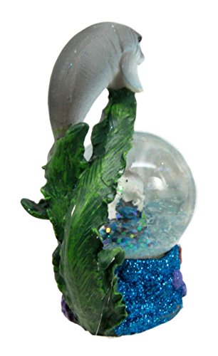 Ebros Gift Coastal Antillean Manatee Sea Cow Family Water Globe Figurine 4.25"H