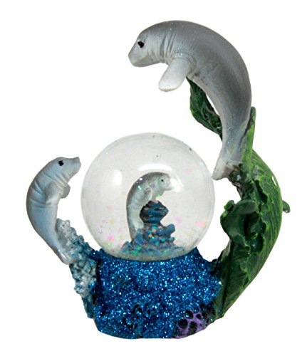 Ebros Gift Coastal Antillean Manatee Sea Cow Family Water Globe Figurine 4.25"H