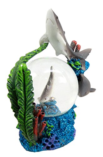 Ebros Gift Coastal Apex Predator Shark Family Water Globe Figurine 4"H