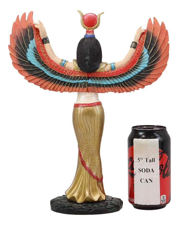 Ebros Gift Colorful Egyptian Goddess Isis Ra With Open Wings On Gold Robe Statue 12" Tall Deity Of Motherhood Magic Wisdom And Nature Home Decorative Sculpture