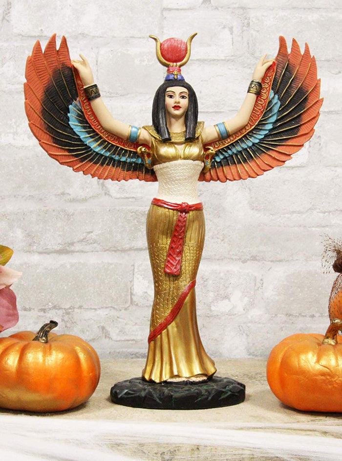 Ebros Gift Colorful Egyptian Goddess Isis Ra with Open Wings On Gold Robe Statue 12" Tall Deity of Motherhood Magic Wisdom and Nature Home Decorative Sculpture Ebros Gift Colorful Egyptian Goddess Isis Ra with Open Wings On Gold Robe Statue 12" Tall Deity of Motherhood Magic Wisdom and Nature Home Decorative Sculpture