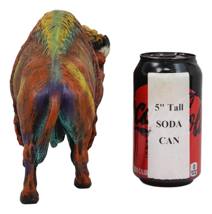 Ebros Gift Colorful Native American Bison Buffalo Figurine 9.25" Long Hand Painted Resin Sculpture Symbol Of Abundance And Manifestation Animal Totem Spirit Home Accent Decor