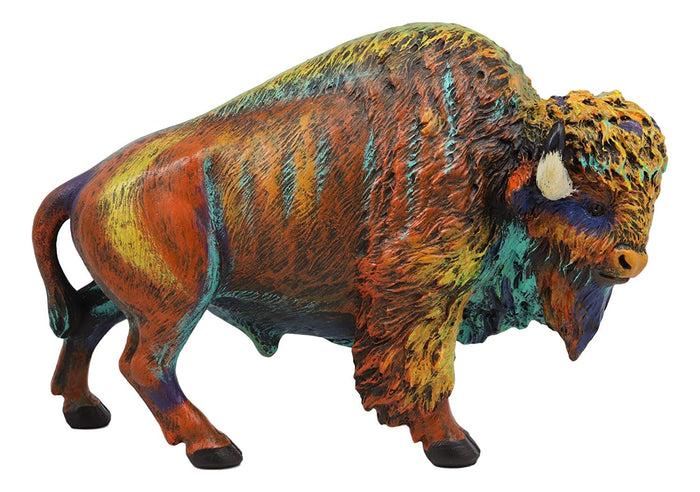Ebros Gift Colorful Native American Bison Buffalo Figurine 9.25" Long Hand Painted Resin Sculpture Symbol Of Abundance And Manifestation Animal Totem Spirit Home Accent Decor