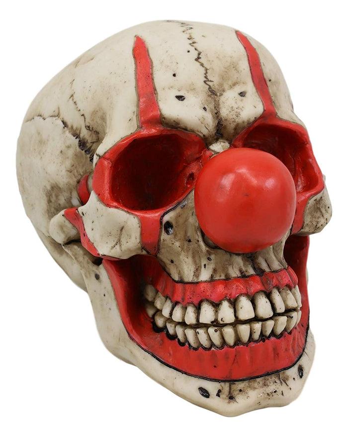 Ebros Gift Creepy IT Jester Clown Harlequin Joker Skull With Red Nose Figurine 5" Tall Ossuary Skulls And Skeletons Collectible Sculpture